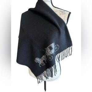 Coach 4622 Horse And Carriage Double Face Oversized Muffler in Black/Gray